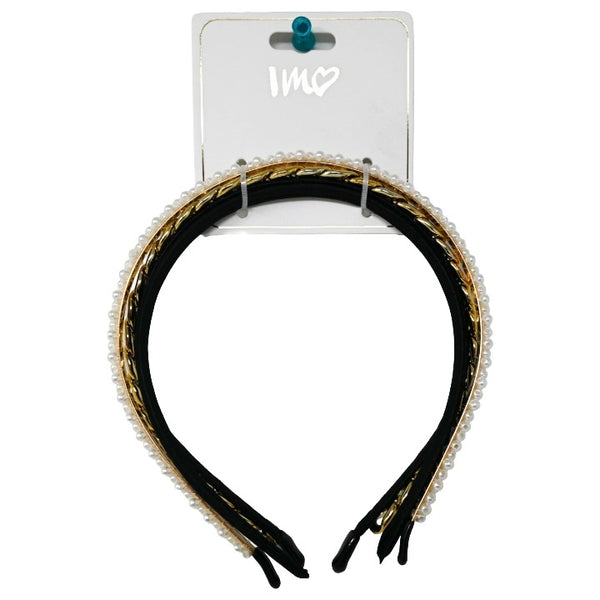 3pk Headband Set Small Pearl and Metal Jewels C/P 250
