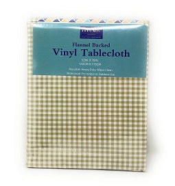 52" X 70" GREEN CHECKERS PRINT FLANNEL BACKED VINYL TABLE CLOTH C/P 24