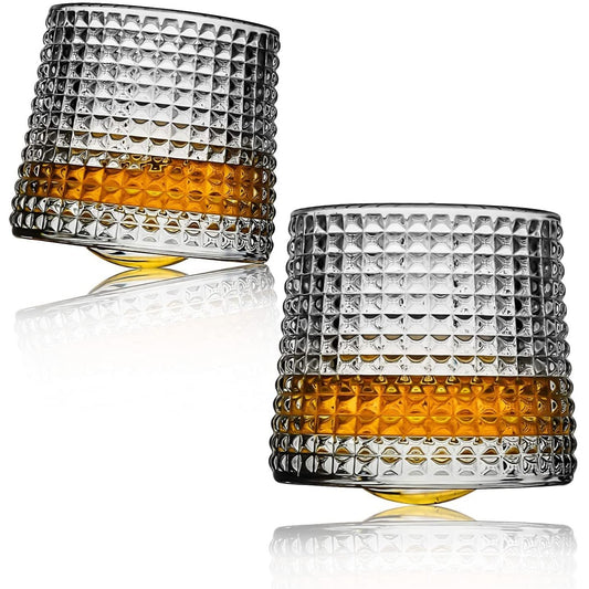 2pc LOVWISH ROTATING WHISKEY GLASS SET C/P 24