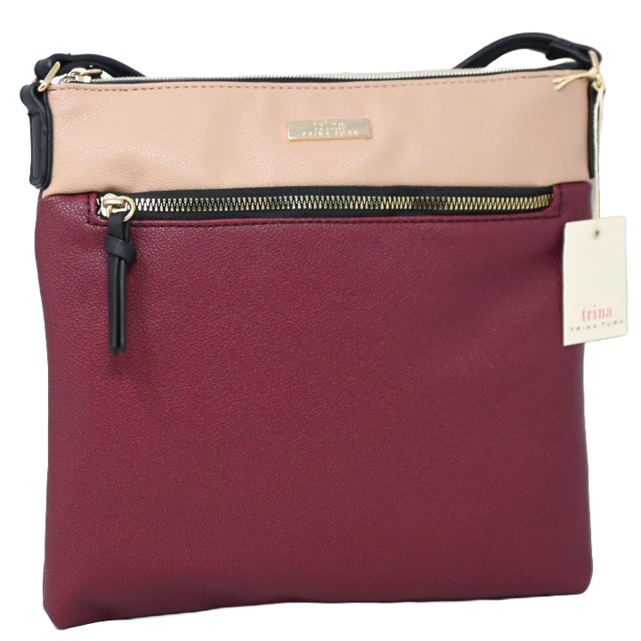 *OUTSIDE CA* 2-TONE WINE/TAN PEBBLE CROSSBODY C/P 20