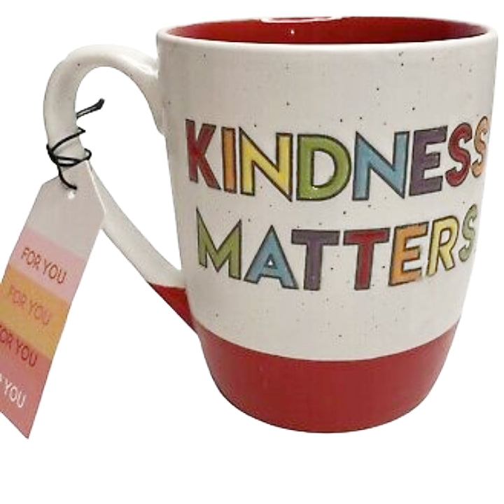 18oz SPECKLE RED KINDNESS MATTERS RAINBOW MUG C/P 24