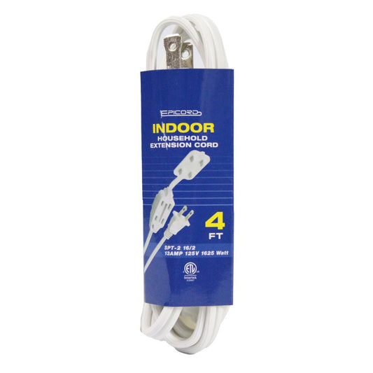 4ft WHITE INDOOR EXTENSION CORDS C/P 50