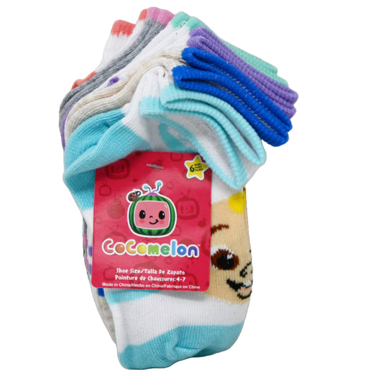 6pk 2T-4T COCOMELON FEELING ACTIVE QTR SOCKS C/P 24
