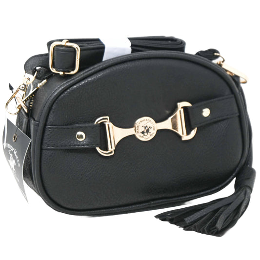 BHPC BLACK FASHION HANDBAG W/DBL TOP ZIPPER C/P 24