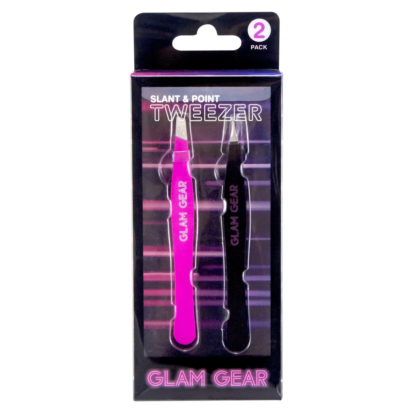 2pc PINK/BLK TWEEZER SET C/P 144