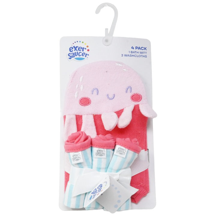 4pc Pnk Washcloths Mitt Set C/P 36 Exersaucer