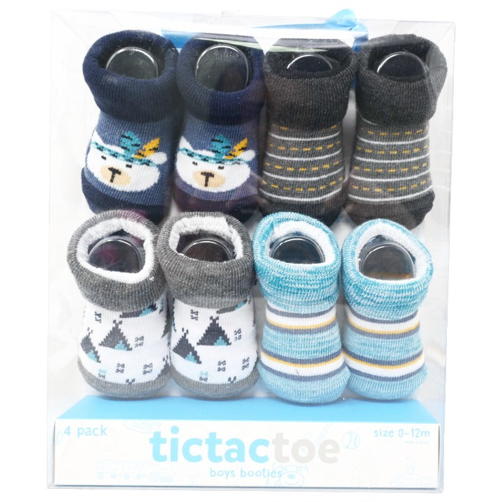 4pk Blue Booties C/P 30 tictactoe TTT130267