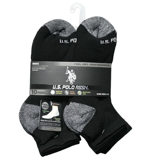 MENS 10PK QTR CREW CUSHION SIZE 6-12 BLACK CHARCOAL CUSHION C/P 48