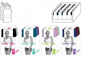 3pk LONG RIBBED TANKS ASST SIZE & COLOR C/P 144