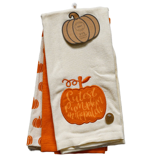 3pk "PUMPKIN" KITCHEN TOWEL SET C/P 24