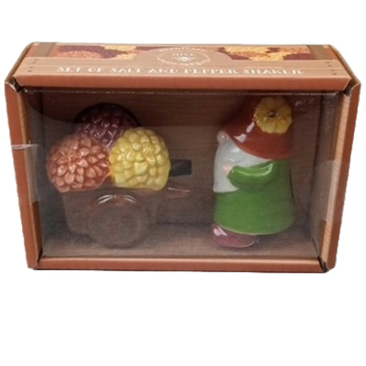 GNOME FLOWER BASKET SALT AND PEPEPR SHAKERS C/P 12