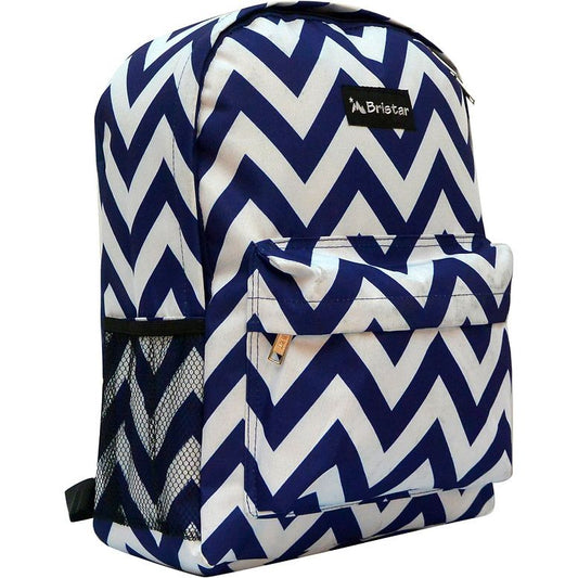 NAVY/WHITE CHEVRON PRINT BACKPACK C/P 24