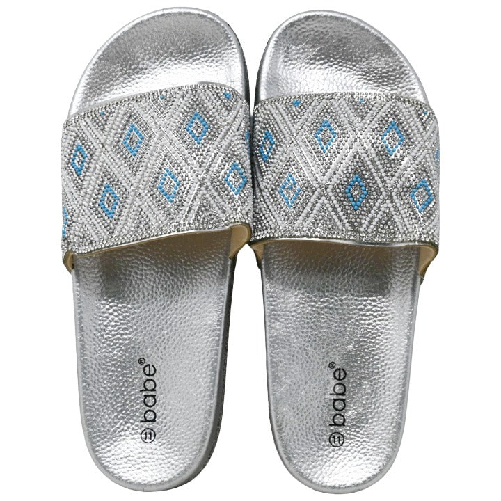 *OUTSIDE OF CA* SILVER WOMAN SLIDE SANDAL 5-ASST SIZE C/P 15