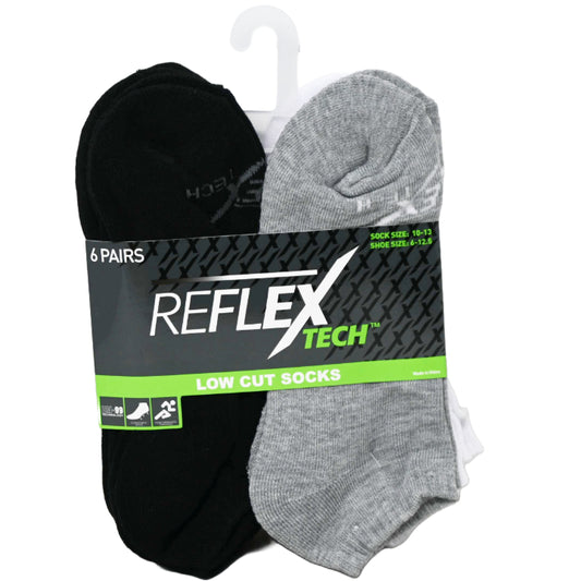 6pk MEN WHT/BLK/GRY CUSHIONED LOW CUT SOCKS SIZE 10-13 C/P 36