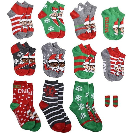 ELF ON THE SHELF 12 DAYS SOCKS BOX SET SIZE 4-6 C/P 12