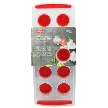 Edge 2pk Silicone Ice Cube Tray Jumbo Round Red C/P 12