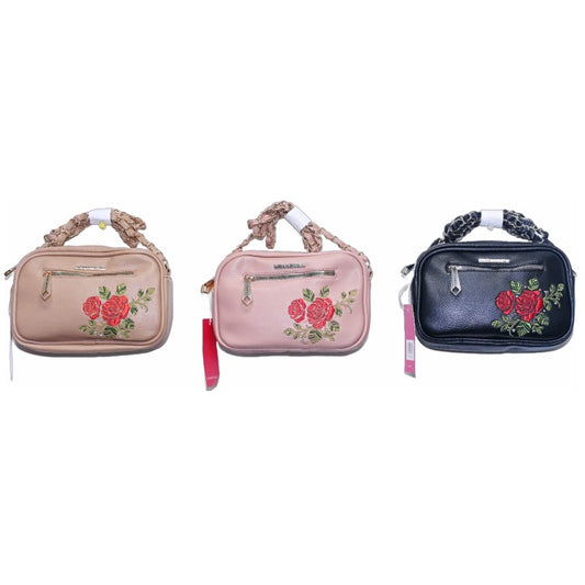 RAMPAGE EMBROIDERED CROSSBODY BAG 3-ASST COLORS C/P 12