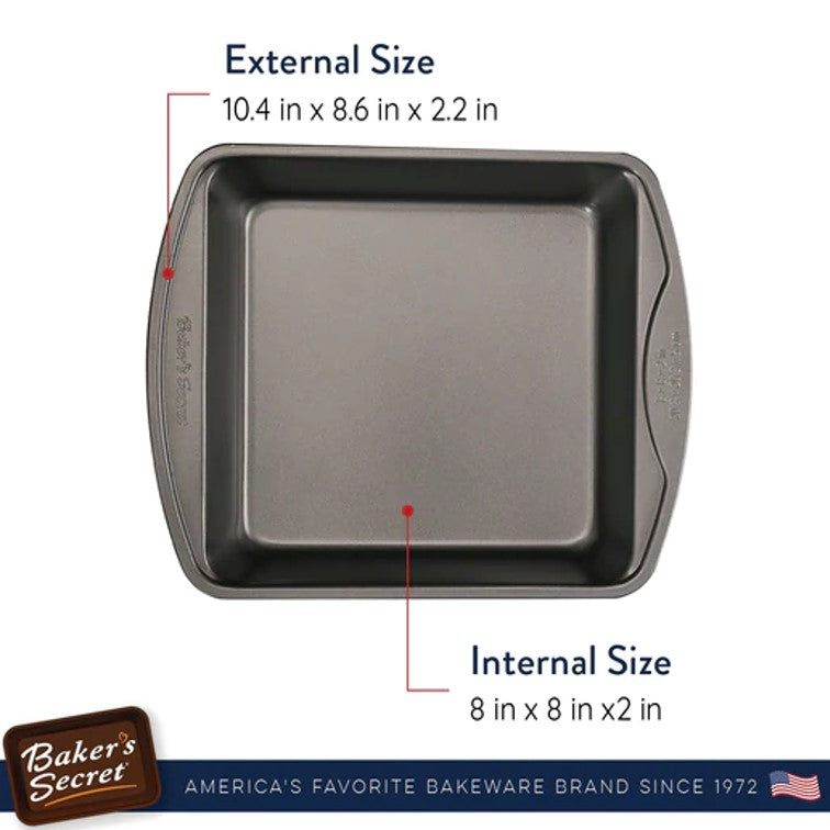 Baker's Secret 8" Square Pan, Classic Line, 26.3x21.8x5.5cm C/P 12