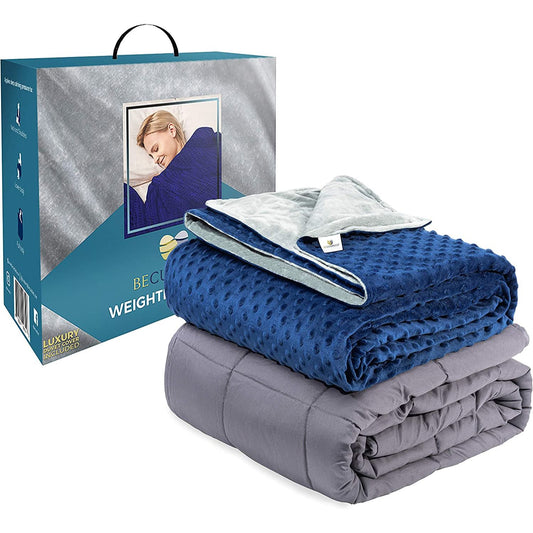 15lbs QUEEN SIZE DARK GRAY WEIGHTED BLANKET WITH NAVY/GRAY DUVET C/P 1