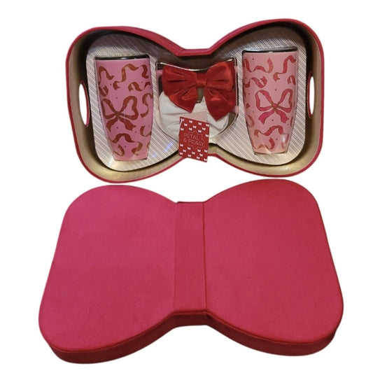 4pc Gift Set 2 Bow Mugs & 2 Bows Velvet Box C/P 6
