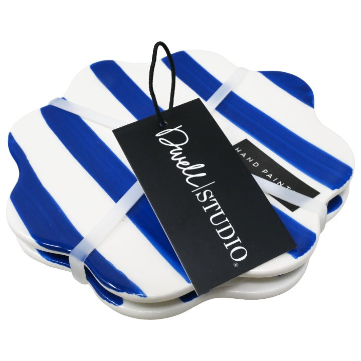 2pk Blue Stripe Plates C/P 18 Dwell Studio