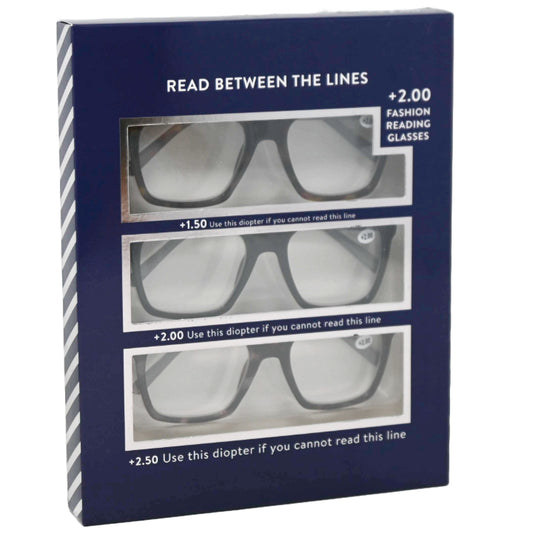 3pk fashion reading glasses (+2.0 prescription/diopters) C/P 60