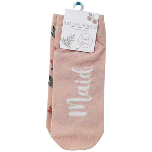 *NO USA* Ladies 9-11 Pink 1 pair Brides Maid Floral Quarter Socks (PRE-PRICE $5.00) C/P 12