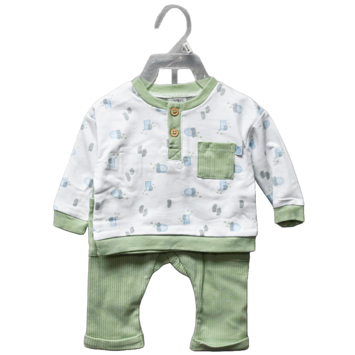2pc BOYS OLIVE TOP/PANT SET C/P 48
