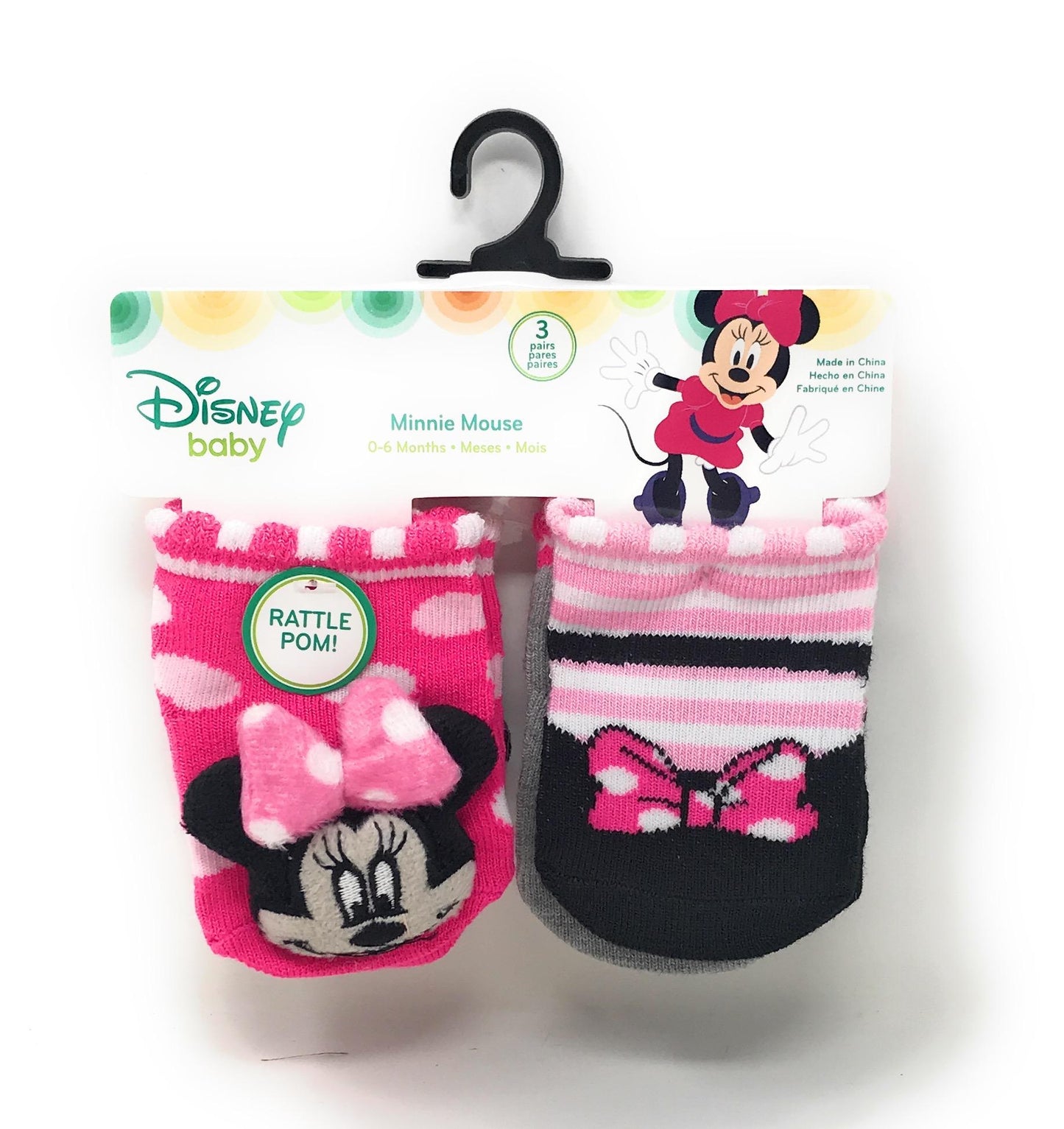 3PK DISNEY BABY MINNIE PINK DOTS QTRS 0-6M C/P 36