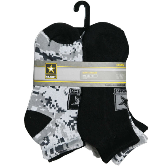 6pk ARMY DIGI CAMO HC QTR SOCKS SIZE 9-11 C/P 60