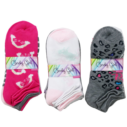 6pk CANDY GIRL FASHION NS SOCKS ASST SIZE C/P 60