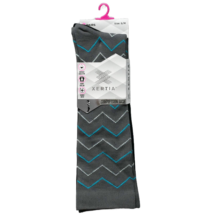 2pk S/M LADIES FASHION BLACK PATTERN COMPRESSION SOCKS C/P 60