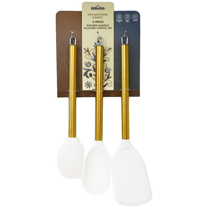 3pc Crm Gld Turner Spatula Spoon Set C/P 12 Phantom Chef