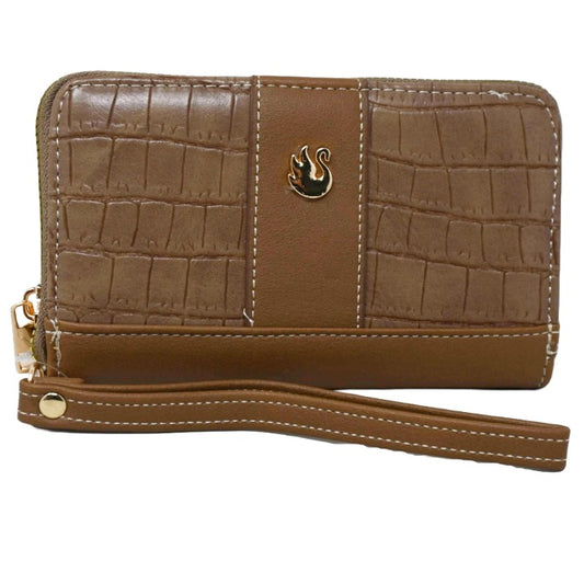 TAUPE ZIP AROUND WALLET IN CROCO GLORIA VANDERBILT C/P 60