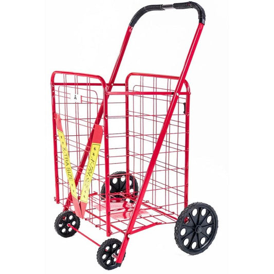 *OUTSIDE OF CA* Cart Xl Shopping Cart Red 4 Rubber Wheel Collapsible C/P 2