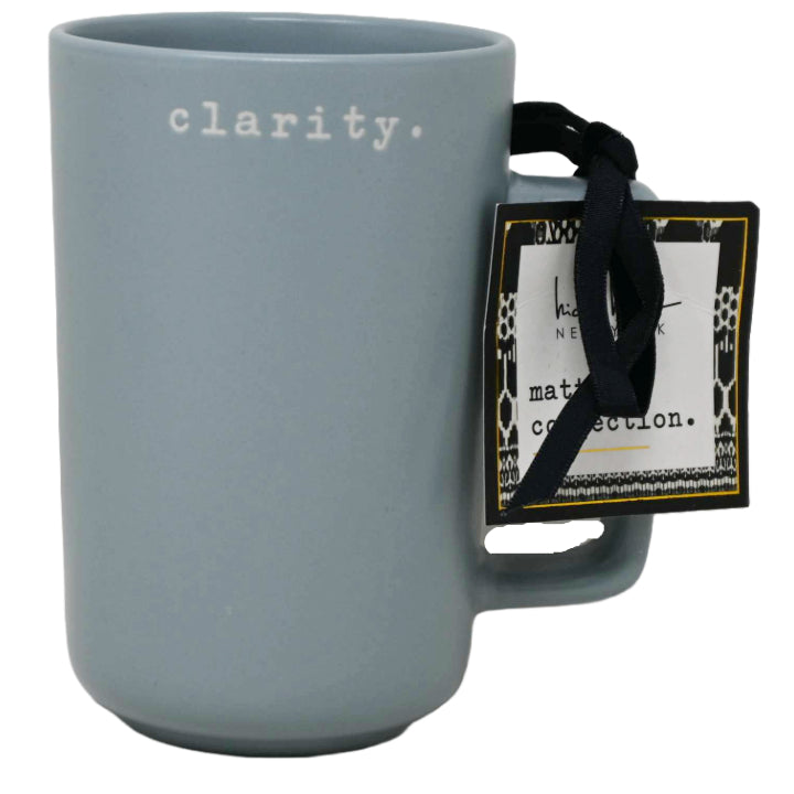 Matte Blue 440ML Tall Mug with Debossed "clarity" on Both Sides Nicole Miller C/P 36