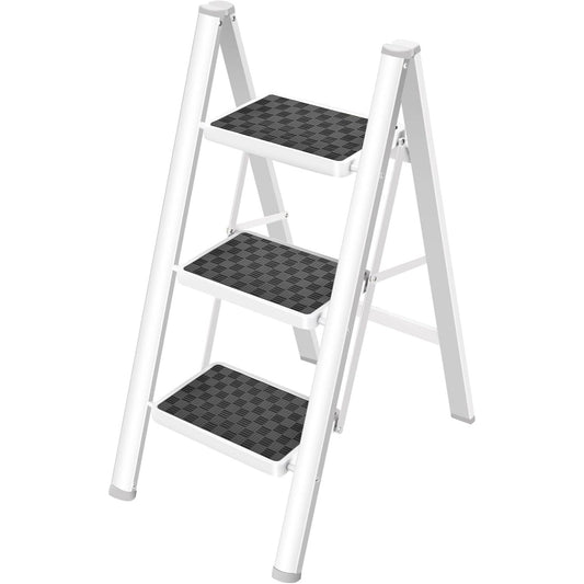 White 3-Step Ladder Folding Stool (No UPC) Soctone C/P 1