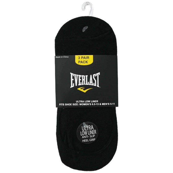 *USA ONLY* Adult Black M 3pk Unisex Ultra Low Liner Socks C/P 30