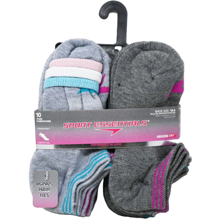 10pk GIRLS SP STRIPED WELT HC NS SOCKS W/BONUS SIZE 6-8 C/P 60