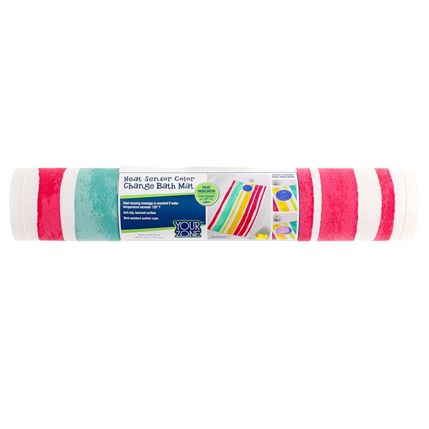 16"x27.5" RAINBOW HEAT SENSOR COLOR CHANGE BATH MAT YOUR ZONE C/P 3