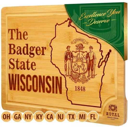 15"x10" WISCONSIN BAMBOO CUTTING BOARD C/P 10