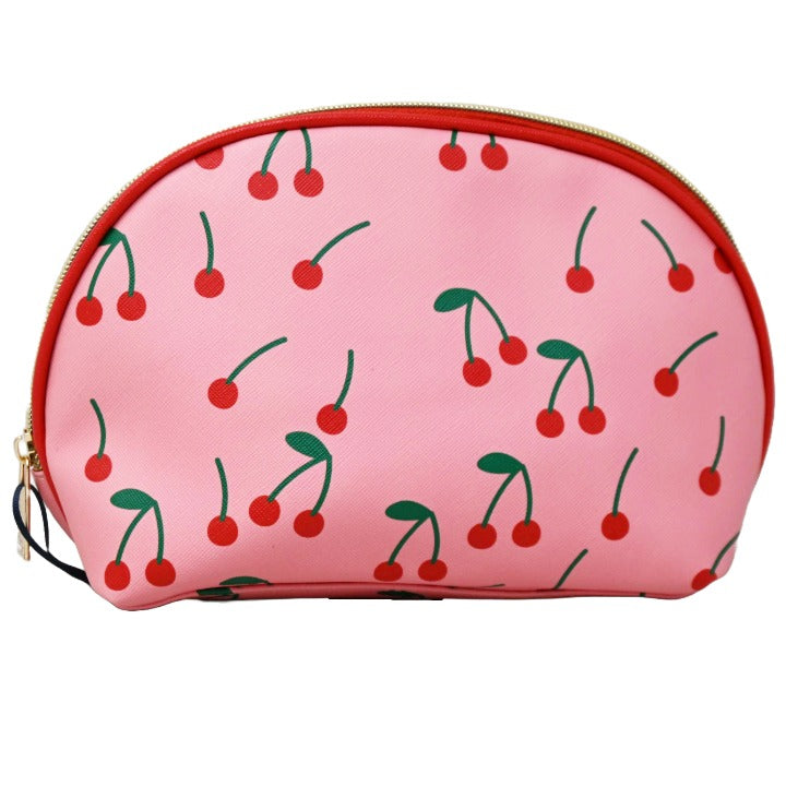 *OUTSIDE OF CA* LARGE CHERRY PRINTED DOME COSMETIC BAG C/P 40