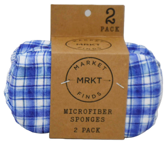 2pk Blue Watercolor Plaid Printed Sponges C/P 24
