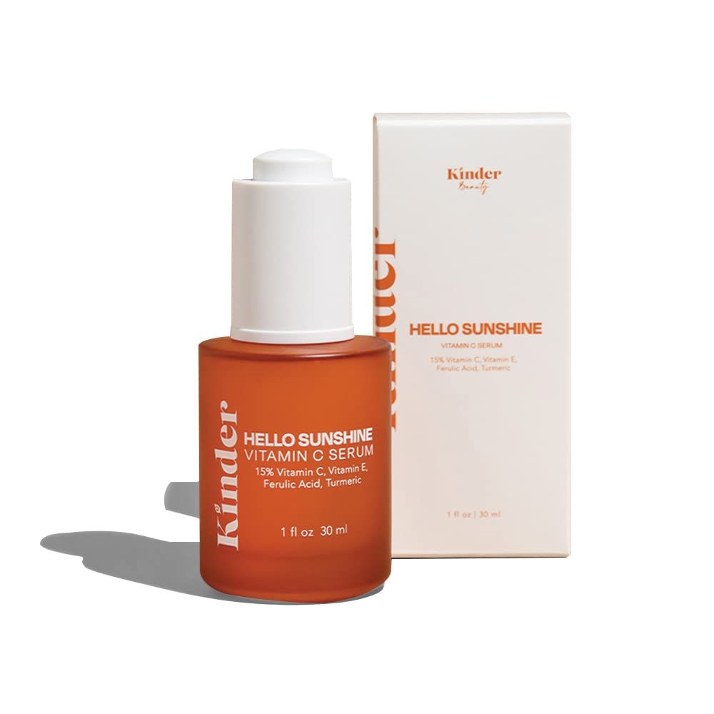 Hello Sunchine Vitamin C Serum Glass Bottle Kinder Beauty 1oz (15% Vitamin C, Vitamin E, Ferulic Acid, Turmeric) (Expires 4/2027) C/P 35