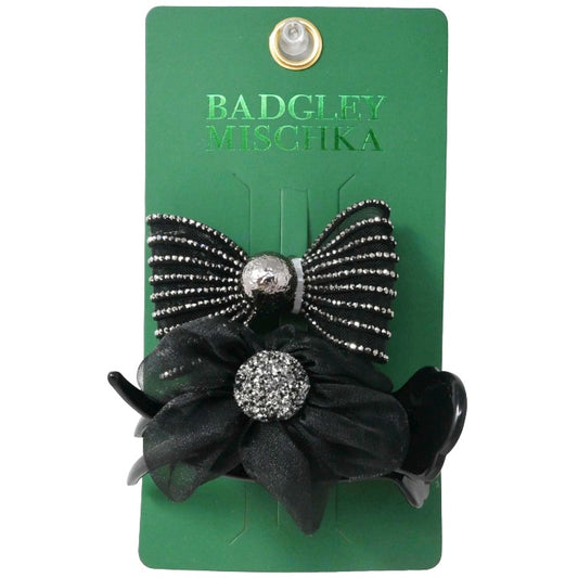 2pc Bow Rose Hair Clips Set C/P 252 Inner Bag 36 Badgley Mischka
