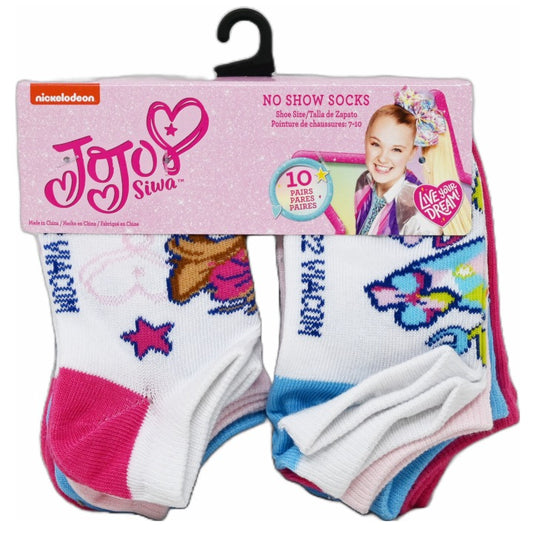 10pk JOJO SIWA SHINE BRIGHT NS SOCKS SIZE 4-6 C/P 60