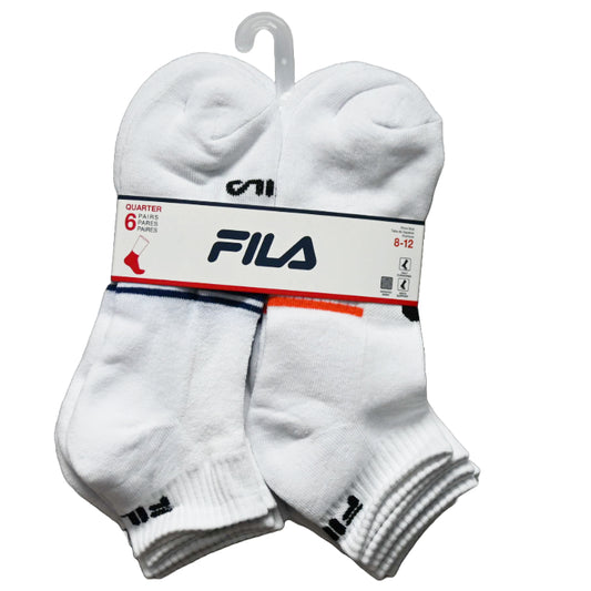 6pk FILA VARSITY STRIPE HC QTR SOCKS SIZE 10-13 C/P 60