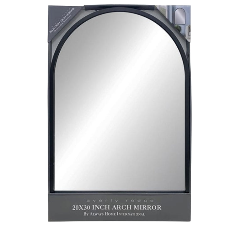 20"x30" BLACK PLASTIC ARCH MIRROR W/MDF BACK C/P 4