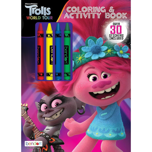 TROLLS WORLD TOUR COLORING & ACTIVITY BOOK W/4-CRAYONS C/P 24 (PRE-PRICE $4.99)