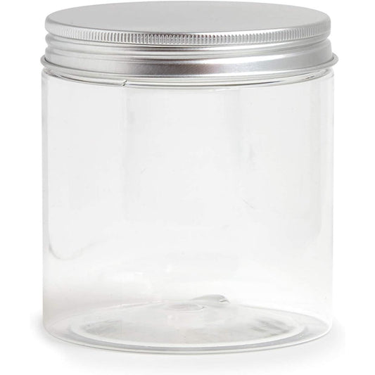 8oz PLASTIC JAR W/SILVER LID C/P 240